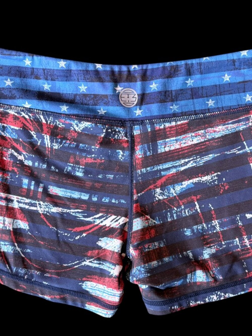 IAB MFG Womens Large 10 Patriot 3" No-Ride Shorts Stars Stripes Crossfit